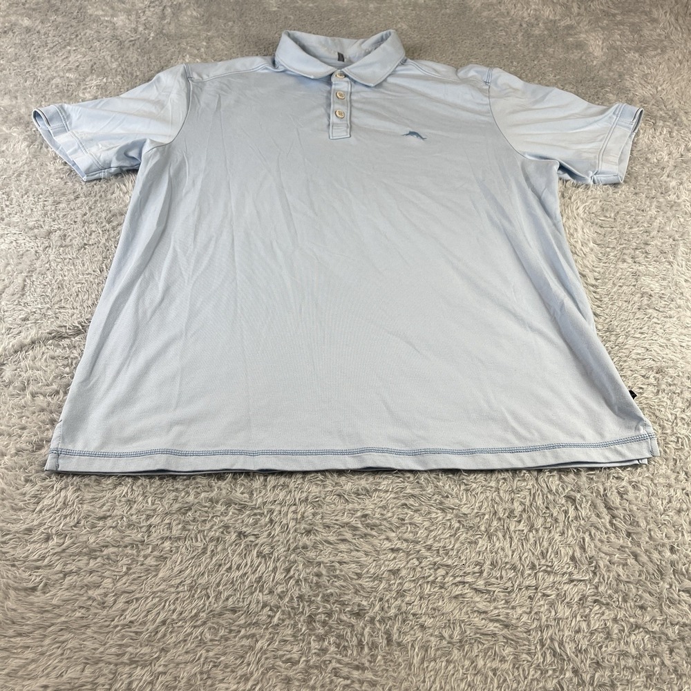 Tommy Bahama Polo Shirt Men's L Preppy Golf Light Sky Blue Baby Blue Powder Blue